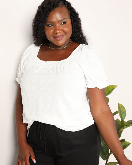 Mandy Swiss Dot Puff Sleeve Square Neck Blouse