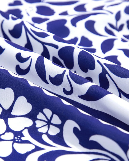 Shirred Waist V Neck Sleeveless Floral Print Midi Dress