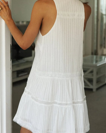 Half Button Sleeveless Mini Dress