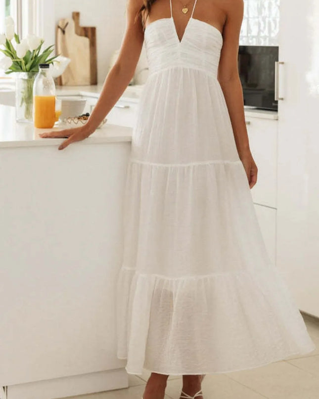 Tiered Halter Neck Printed Cami Dress 