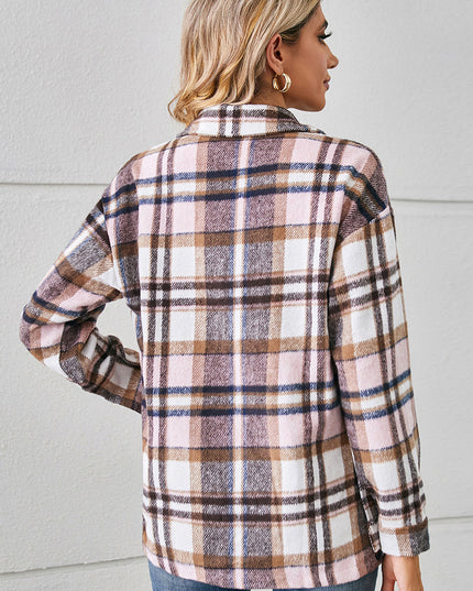 Button Down Collared Plaid Shacket