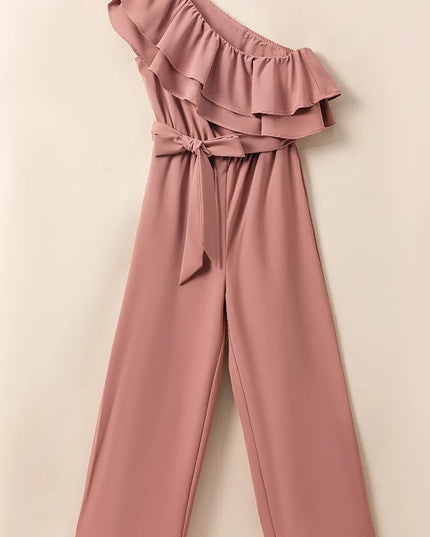 Ruffled Tied One-Shoulder Jumpsuit