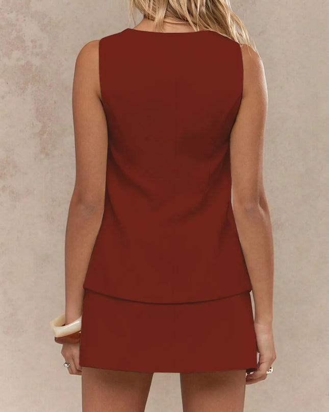 Square Neck Tank and Skirt Set