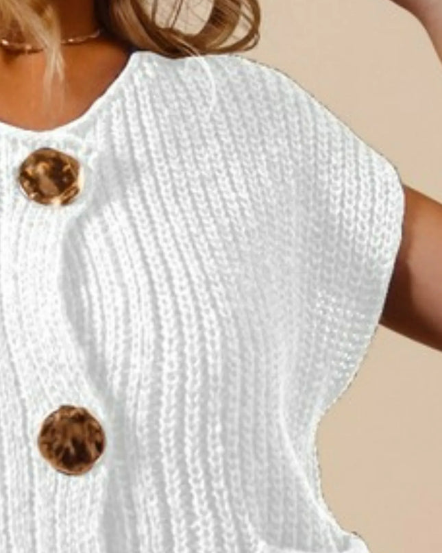 SO ME Big Metal Button Front Sweater Vest