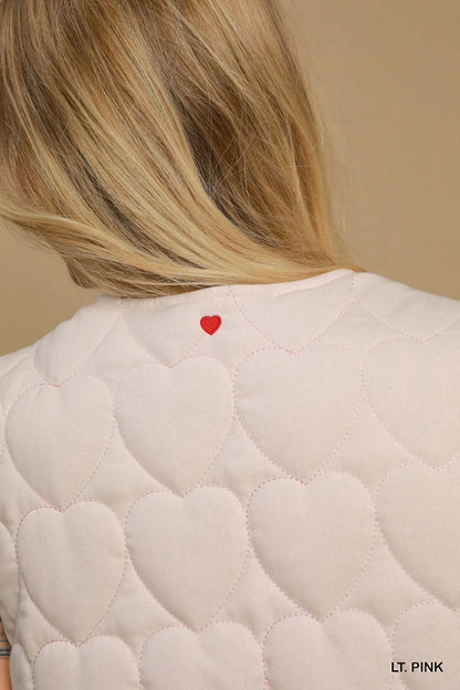 Umgee Heart Quilted Tie-Front Vest
