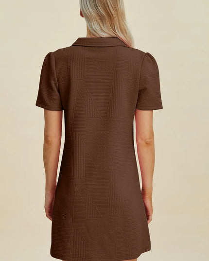 Double Take Full Size Texture Short Sleeve Dress