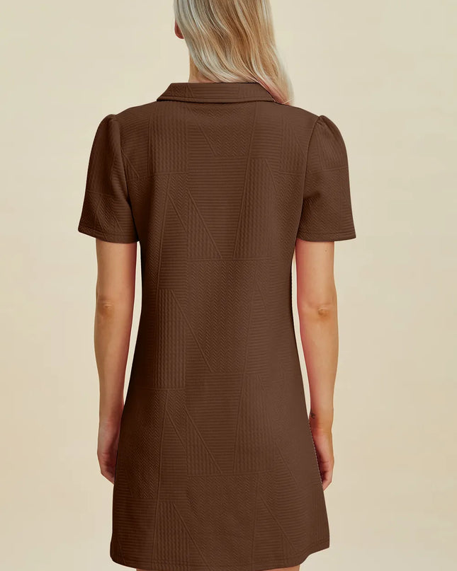 Double Take Full Size Texture Short Sleeve Dress