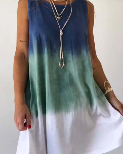 Full Size Tie-Dye Sleeveless Mini Tank Dress Plus Size 