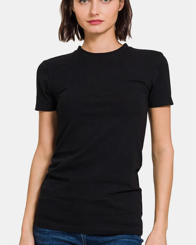 Zenana Crew Neck Short Sleeve T-Shirt Black