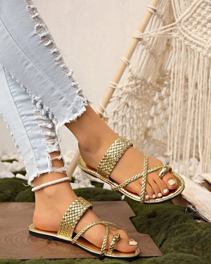 Crisscross Strap Flat Sandals 