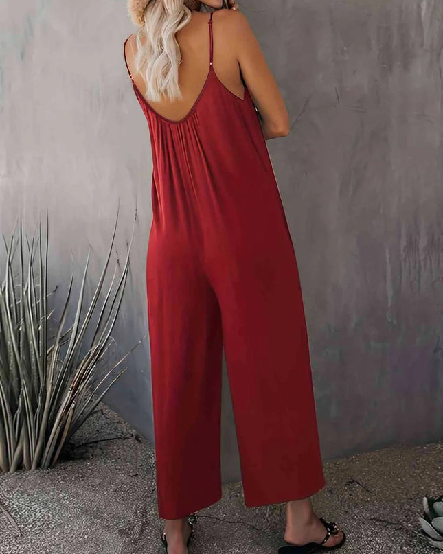Scoop Neck Spaghetti Strap Jumpsuit