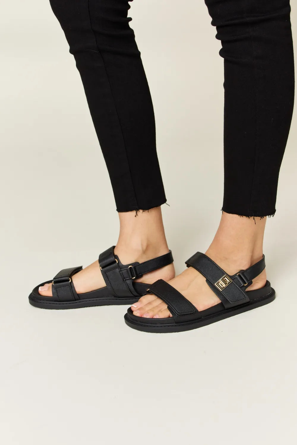 WILD DIVA Velcro Double Strap Slingback Sandals 
