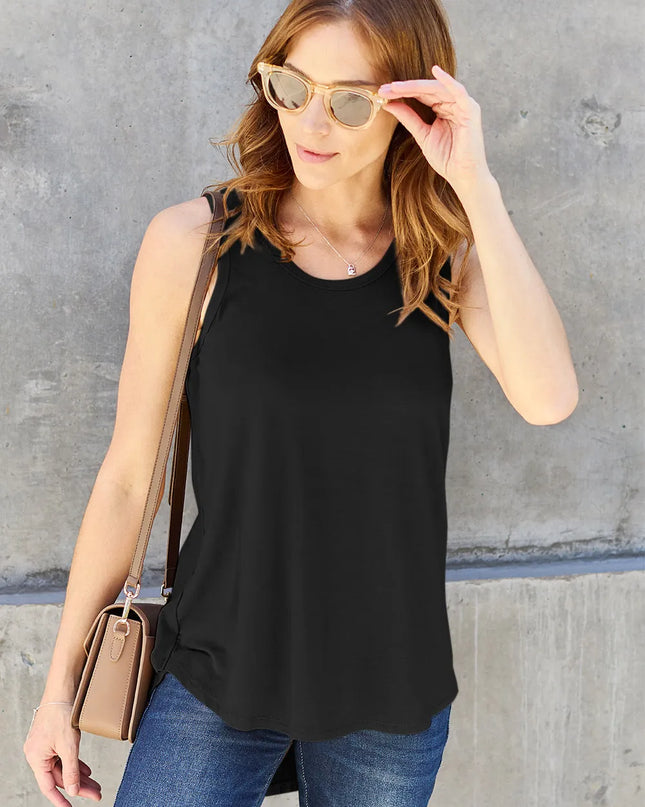 Basic Bae Full Size Round Neck Curved Hem Tank