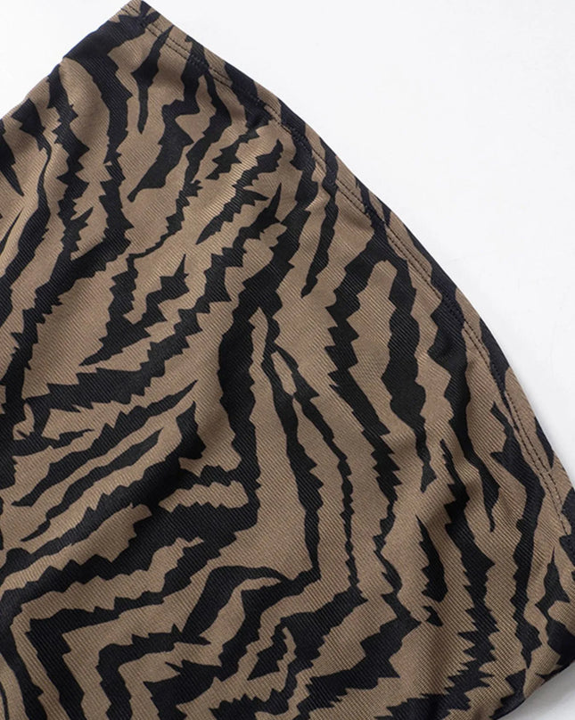 Zebra Print Maxi Dress with Side Slit