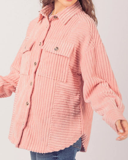 Button Up Long Sleeve Corduroy Jacket