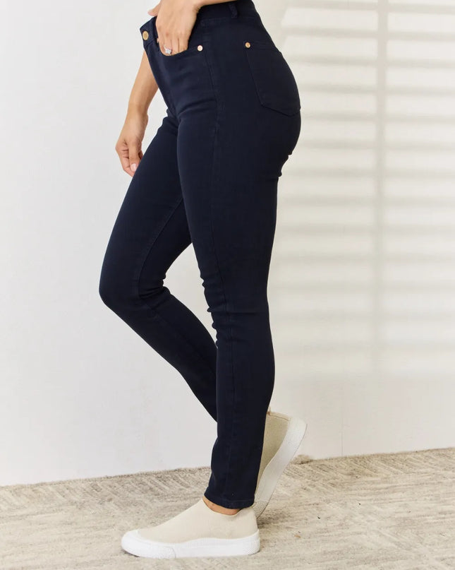 Judy Blue Full Size Garment Dyed Tummy Control Skinny Jeans NAVY