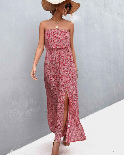 Strapless Split Maxi Dress