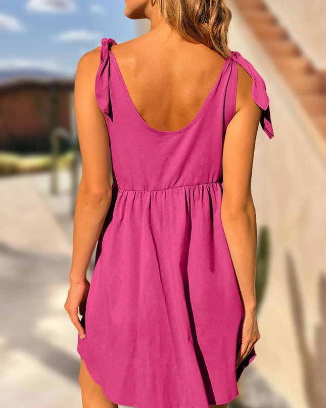 Tie-Shoulder Flowy Tank Dress