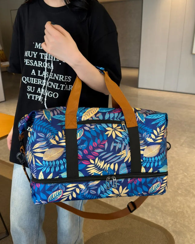 Canvas Printed Travel Bag Blue One Size