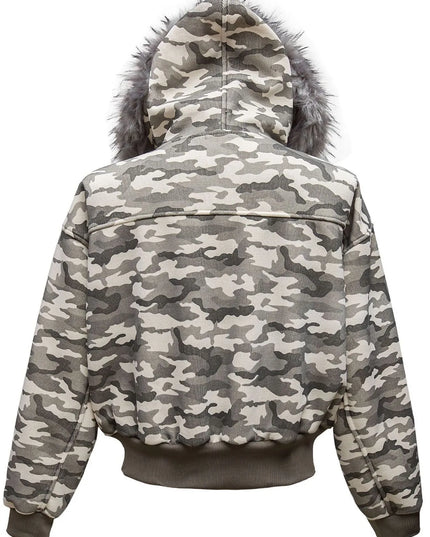 Men's Camouflage Faux Fur Hood Jacket
