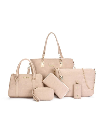 6-Piece Leather Textured Bag Set 
