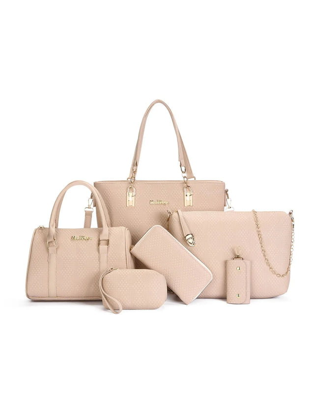 6-Piece Leather Textured Bag Set 