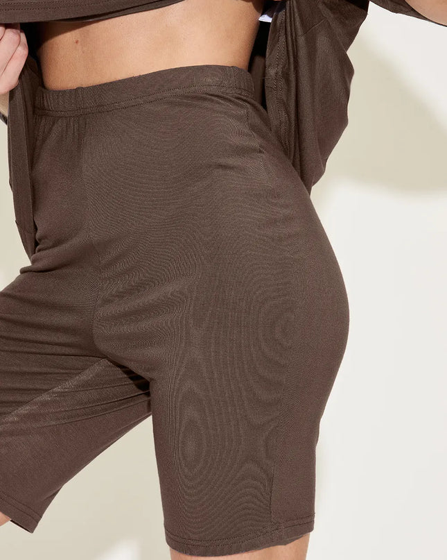 Basic Bae Full Size V-Neck Drop Shoulder T-Shirt and Shorts Set 