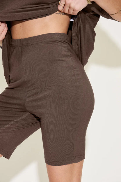 Basic Bae Full Size V-Neck Drop Shoulder T-Shirt and Shorts Set 