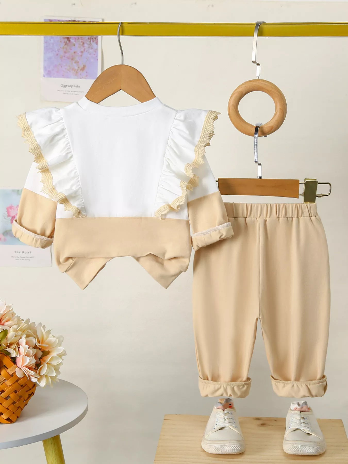 Children's Flower Long Sleeve Top and Pants Set