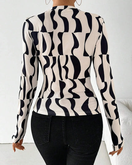 Printed Long Sleeve Blouse