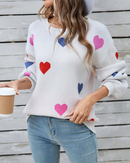 Angel Wings Heart Round Neck Long Sleeve Sweater