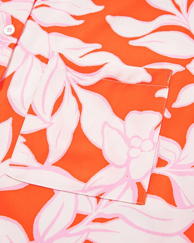 Botanical Print Single Chest Pocket Button Up Shirt