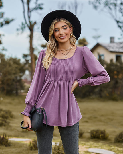 Puff Sleeve Pleated Blouse