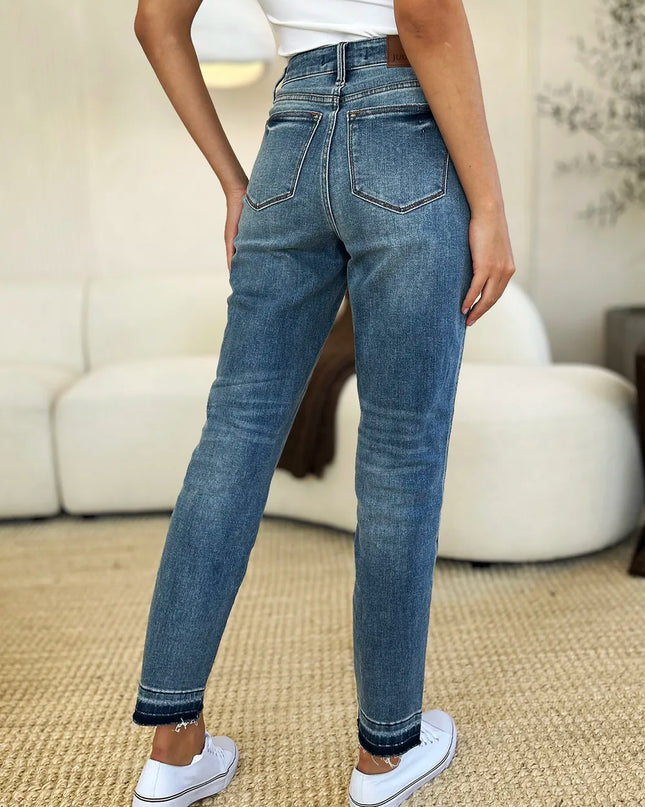 Judy Blue Full Size Mid Rise Rigid Magic Release Hem Jeans