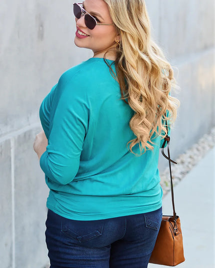 Basic Bae Full Size Round Neck Batwing Sleeve Top