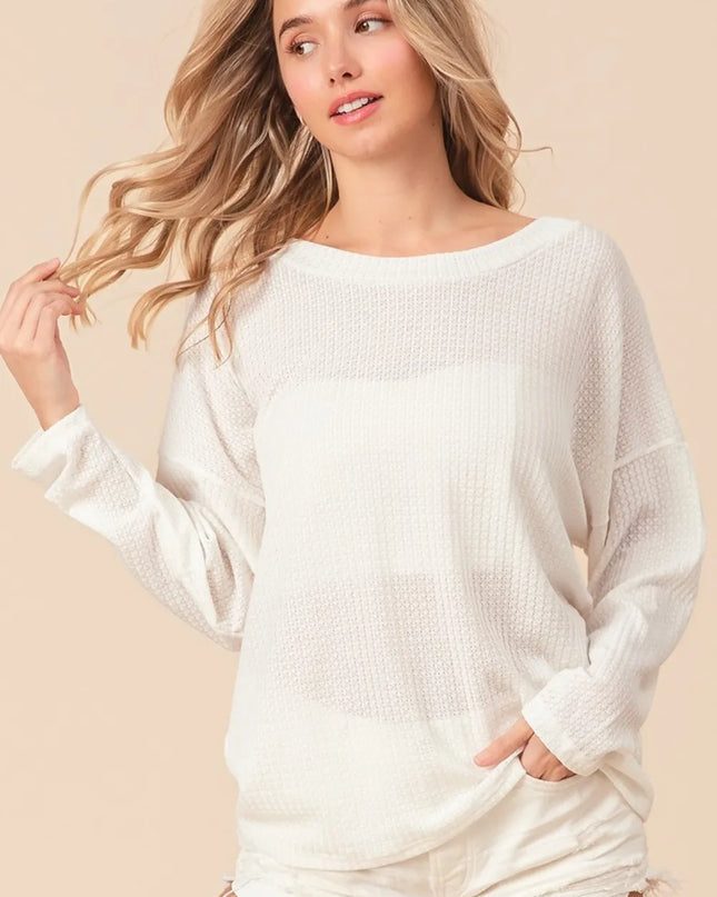 BiBi Waffled Backless Drawstring T-Shirt