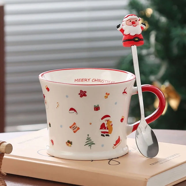Christmas Cute Christmas Tree Santa Claus Ceramics Mug 1 Piece Santa Claus (with Spoon)