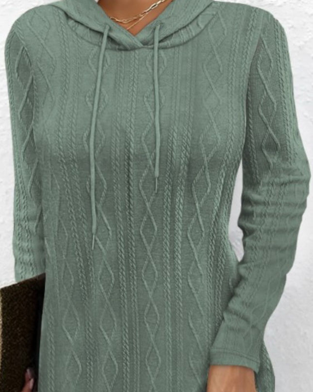 Drawstring Hooded Sweater Dress