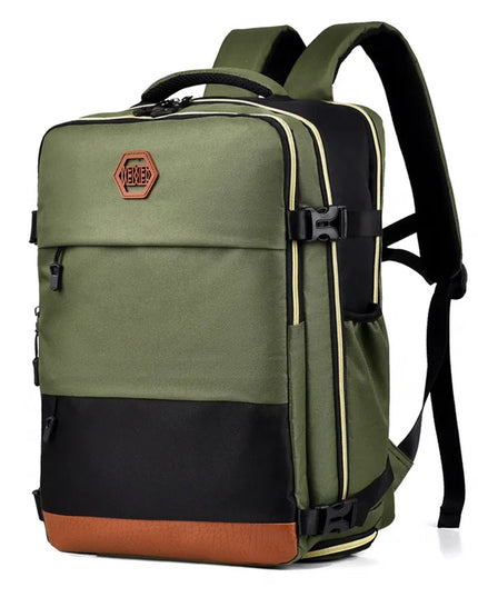 Color Block Multi-Pockets Backpack Bag Matcha Green One Size