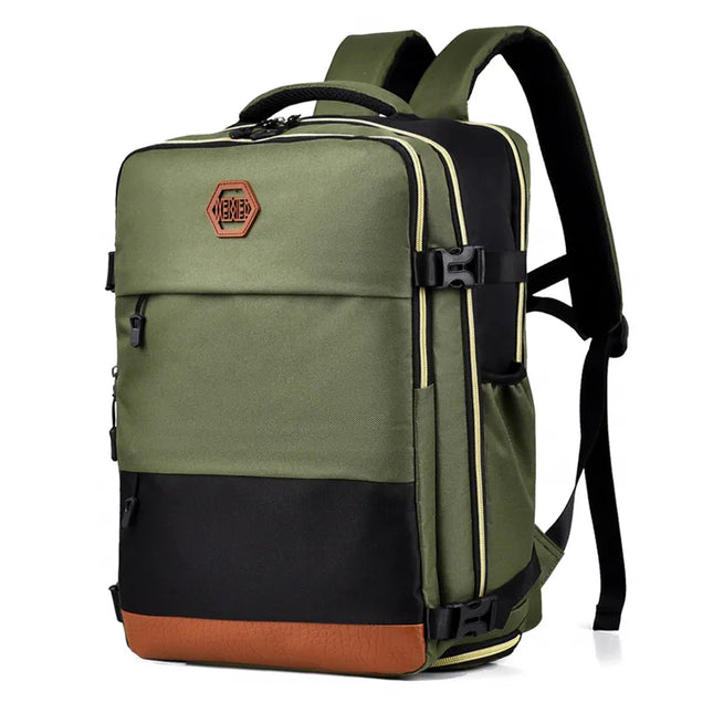 Color Block Multi-Pockets Backpack Bag Matcha Green One Size