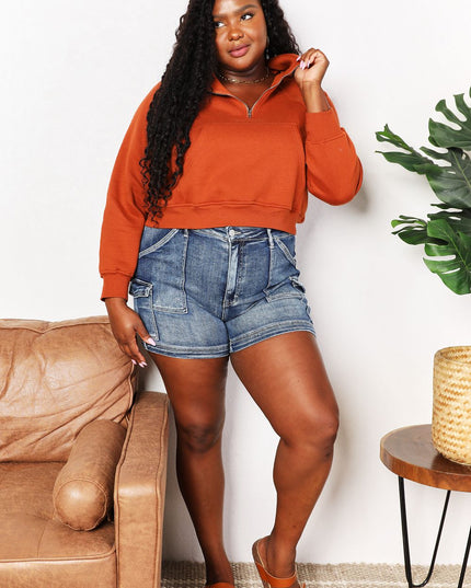 Double Take Half-Zip Long Sleeve Hoodie