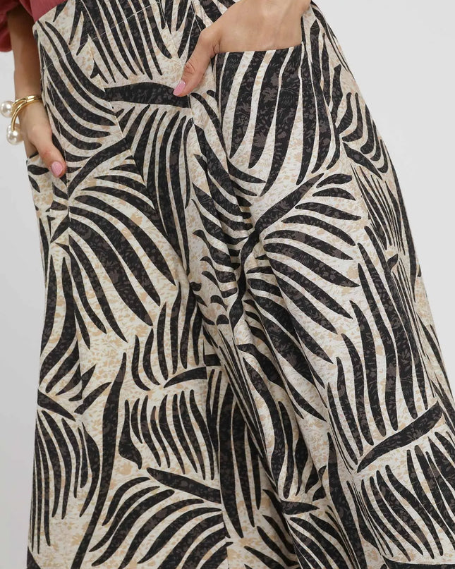 Umgee Palm Leaf Print Wide Leg Culotte Pants