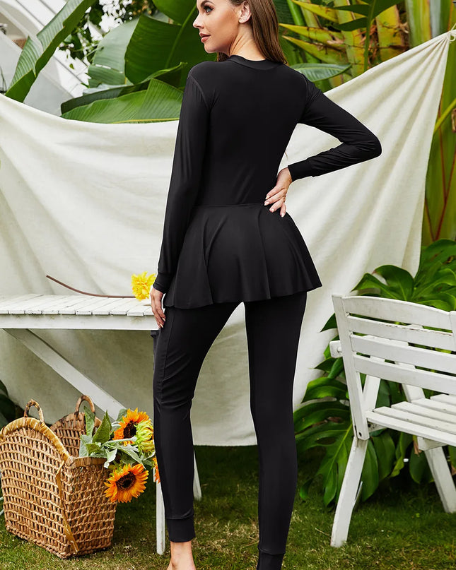 Mock Neck Long Sleeve One-Piece Swimwear