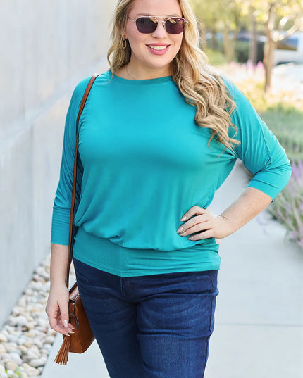 Basic Bae Full Size Round Neck Batwing Sleeve Top