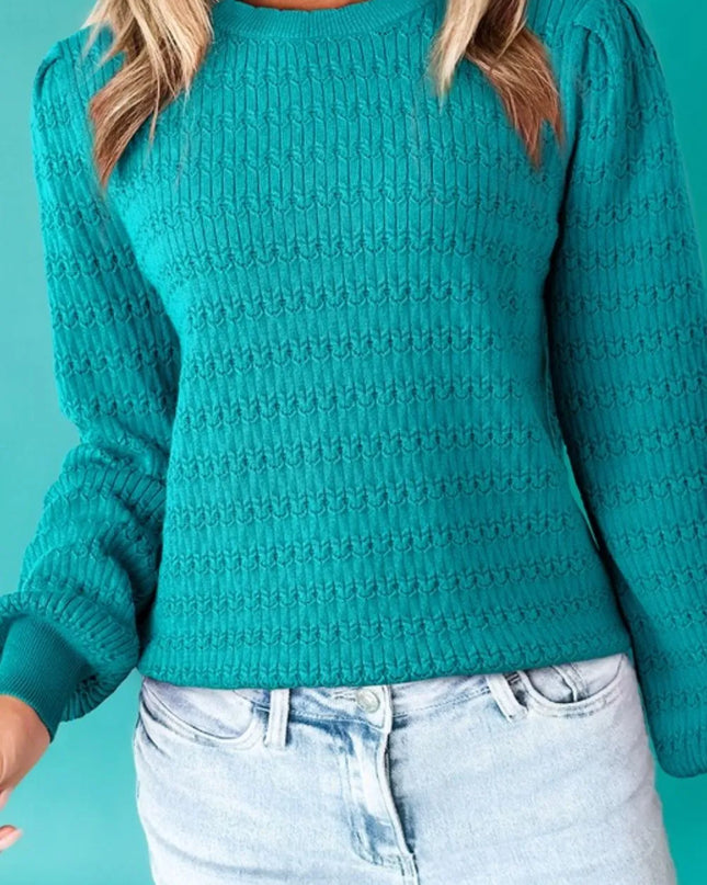 Texture Round Neck Long Sleeve Sweater