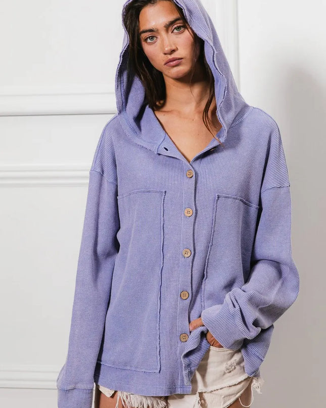 BiBi Washed Waffle Thermal Hooded Jacket