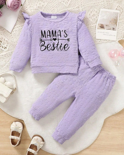 Children's Mama's Bestie Textured Outfit Set Lavender