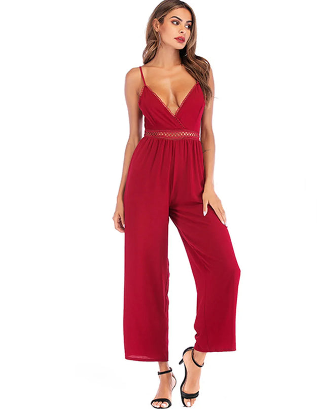 Spaghetti Strap Wide Leg Jumpsuit 
