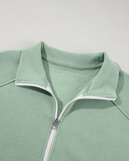 Drop Shoulder Zip Up Jacket and Drawstring Pants Active 2pcs Set