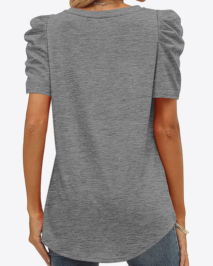 V-Neck Puff Sleeve Tee